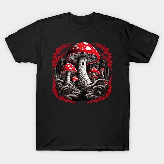 Amanita Muscaria Mushroom T-Shirt by MushMagicWear